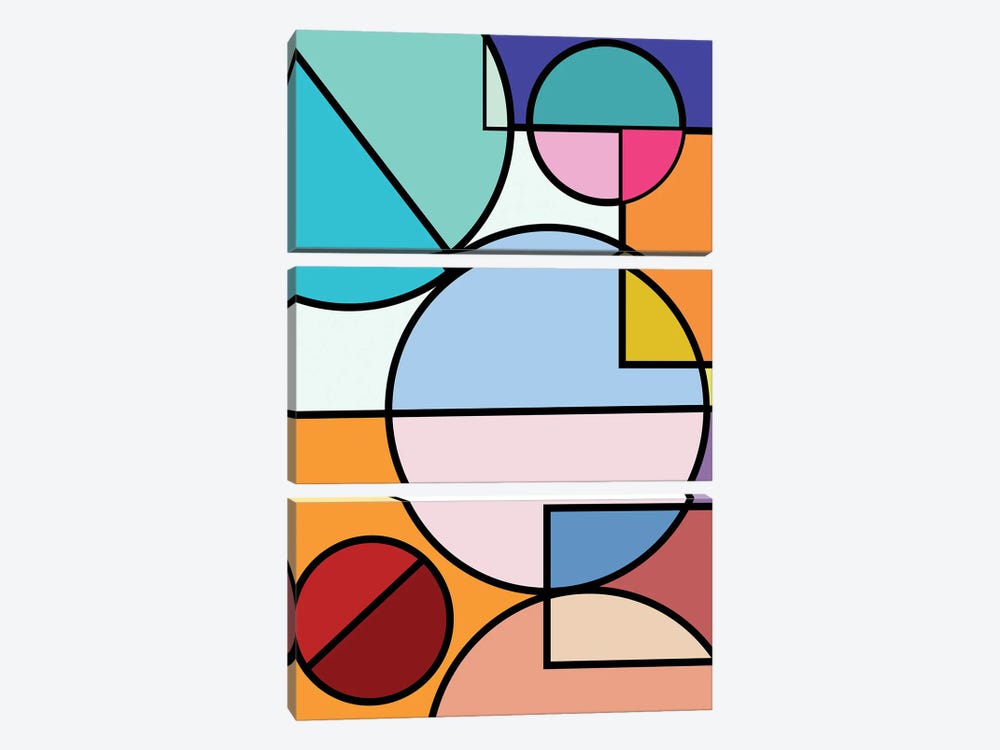 Abstract Circles Collection IV by Jay Stanley 3-piece Canvas Art Print