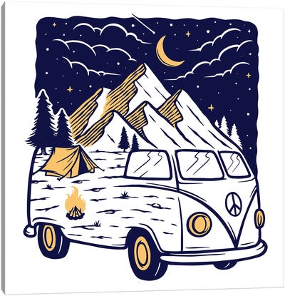 Camping Is Fun Canvas Art Print - Volkswagen