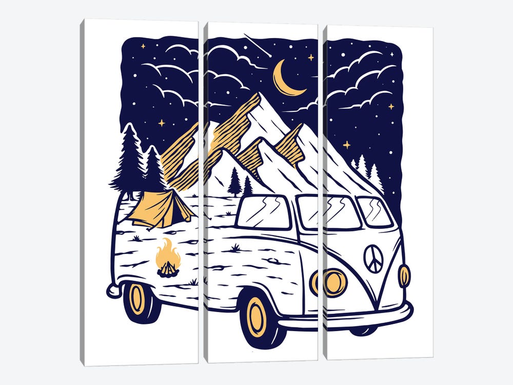 Camping Is Fun by Jay Stanley 3-piece Canvas Art Print
