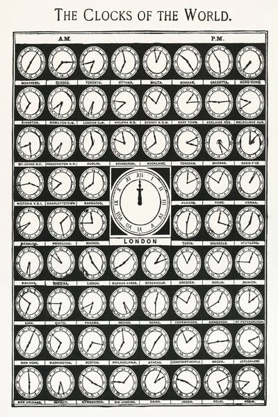 Clocks Of The World by jay stanley framed wall art