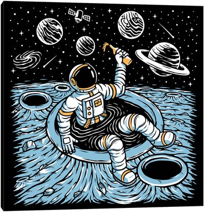 Cold Beer And Zero Gravity Canvas Art Print - Solar System Art