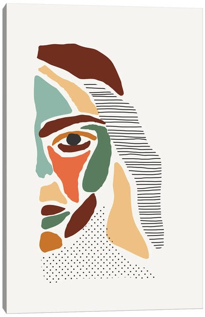 Color Abstract Faces III Canvas Art Print - Cubist Visage