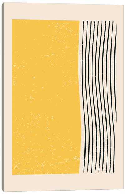 Color Line Series IV Canvas Art Print - Black, White & Yellow Art