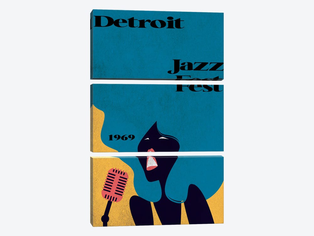 Detroit Jazz Fest 1969 by Jay Stanley 3-piece Canvas Artwork