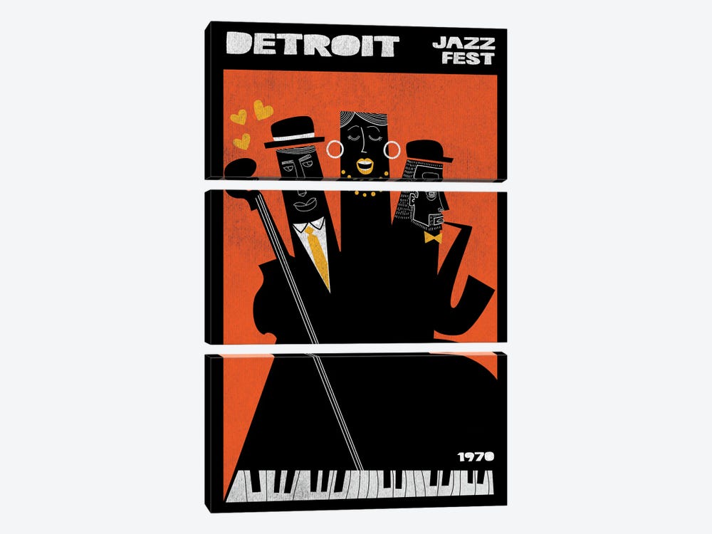 Detroit Jazz Fest 1970 by Jay Stanley 3-piece Canvas Print