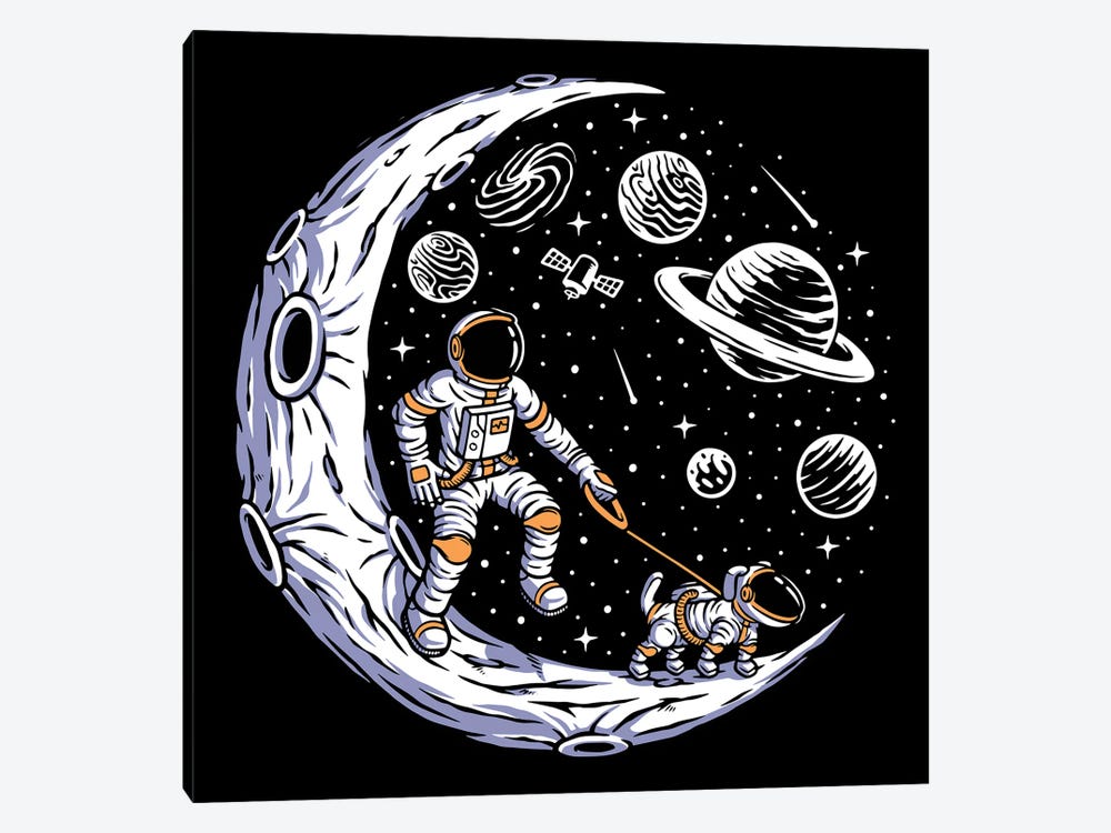 Doggie Moon Walks by Jay Stanley 1-piece Art Print