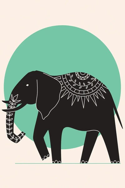 Scandinavian Office: Elephant Green Moonlight by jay stanley