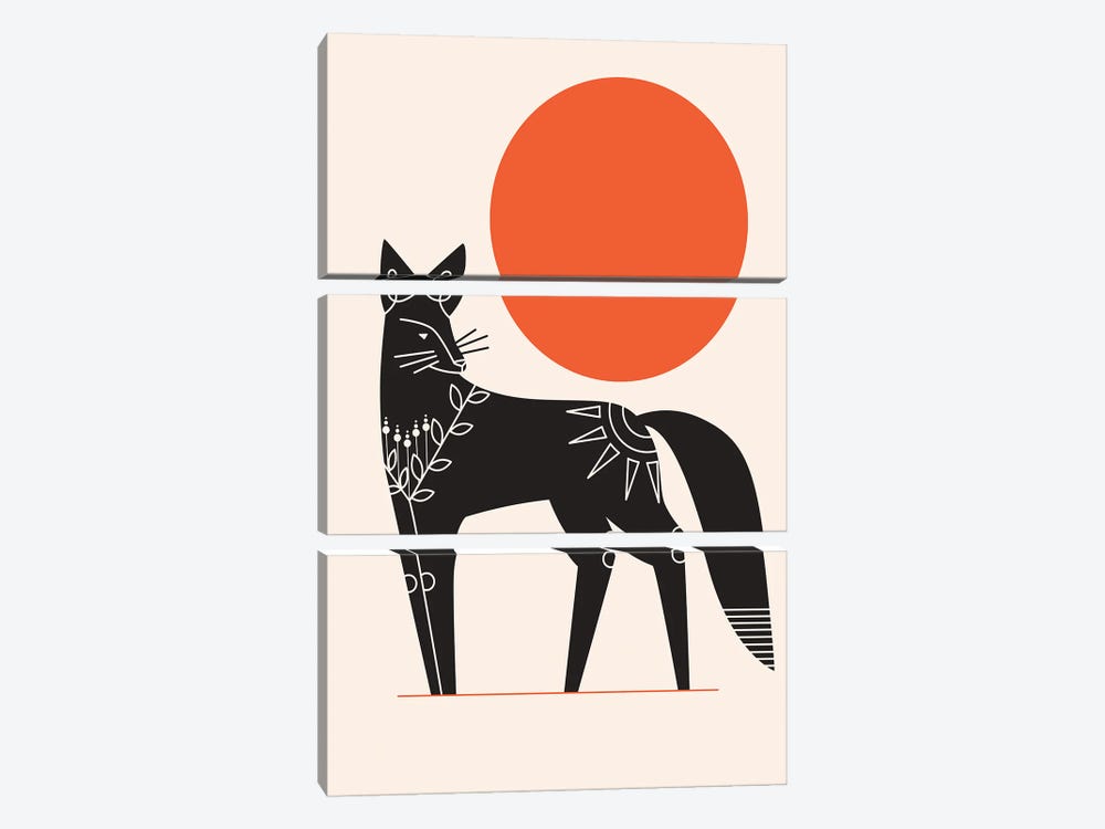 Fox And The Sun by Jay Stanley 3-piece Canvas Art Print