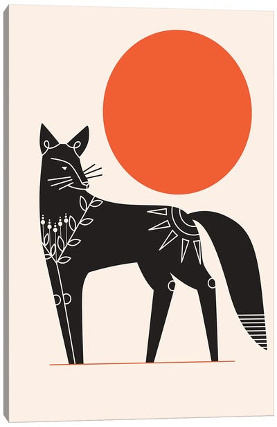 Fox And The Sun Canvas Art Print - Jay Stanley