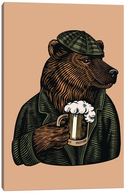 Frosty The Bear With A Frosty Beer Canvas Art Print - Beer Art