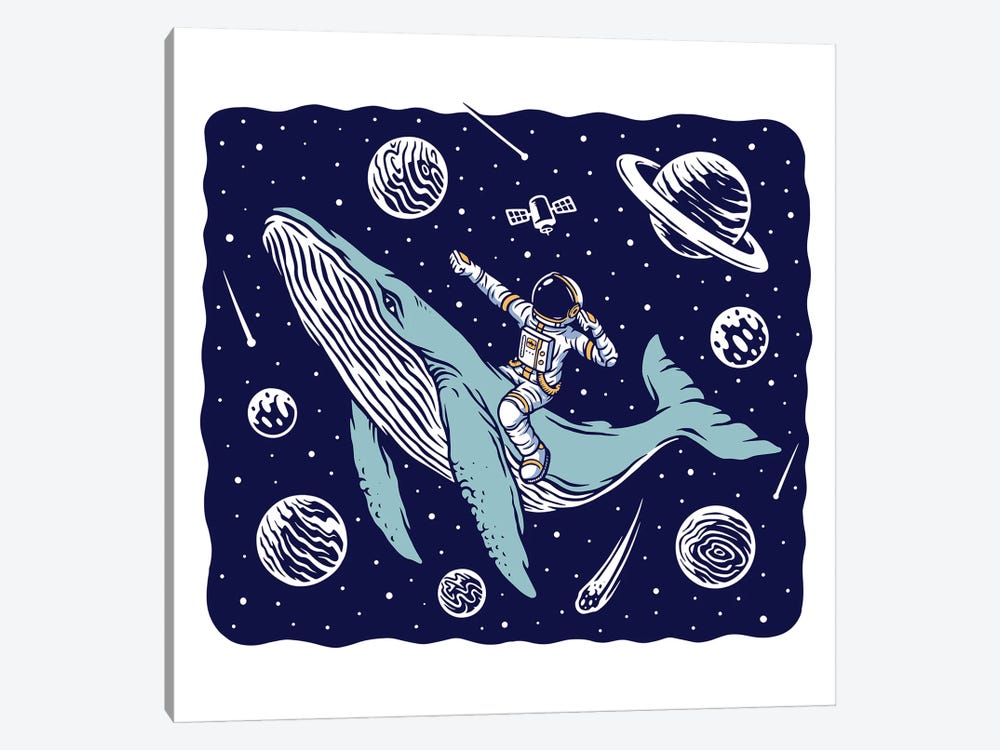 Galactic Whale Rider by Jay Stanley 1-piece Canvas Wall Art