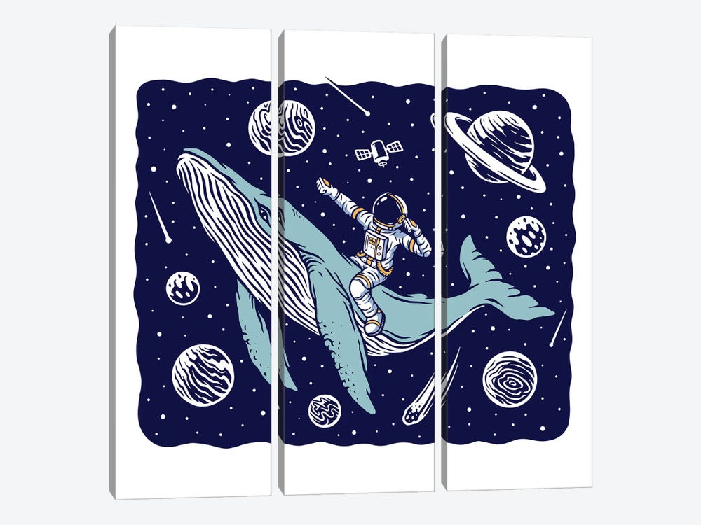 Galactic Whale Rider by Jay Stanley 3-piece Canvas Artwork
