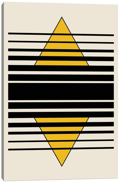 Geometric Pyramid Canvas Art Print - Black, White & Yellow Art