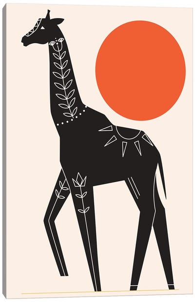 Giraffe In The Sun Canvas Art Print - Jay Stanley