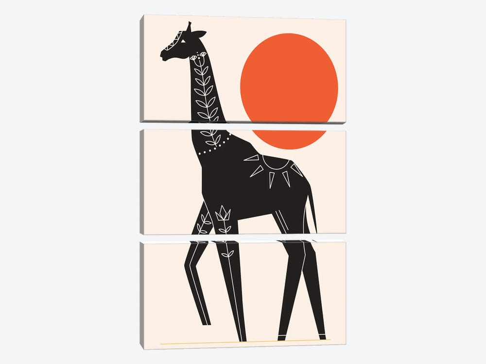 Giraffe In The Sun by Jay Stanley 3-piece Canvas Art