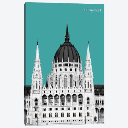 Halftone Budapest Green Canvas Print #STY230} by Jay Stanley Canvas Wall Art