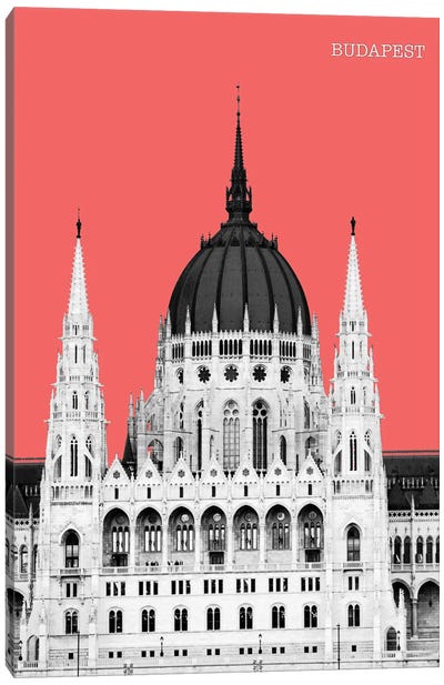 Halftone Budapest Red II Canvas Art Print - Dome Art