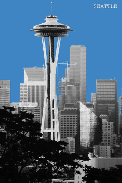 Seattle Travel Posters: Halftone Seattle Blue II by jay stanley