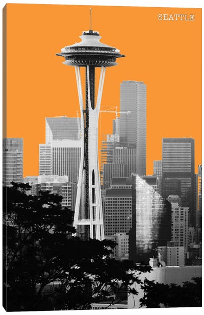Halftone Seattle Yellow II Canvas Art Print - Seattle Travel Posters