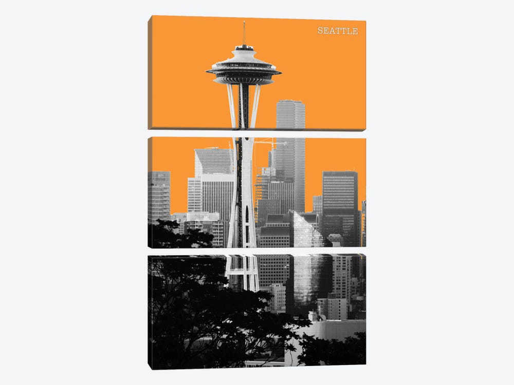 Halftone Seattle Yellow II by Jay Stanley 3-piece Canvas Print