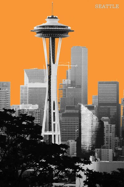 Seattle Travel Posters: Halftone Seattle Yellow II by jay stanley