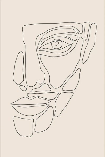 jay stanley: Abstract Face Lines I by jay stanley