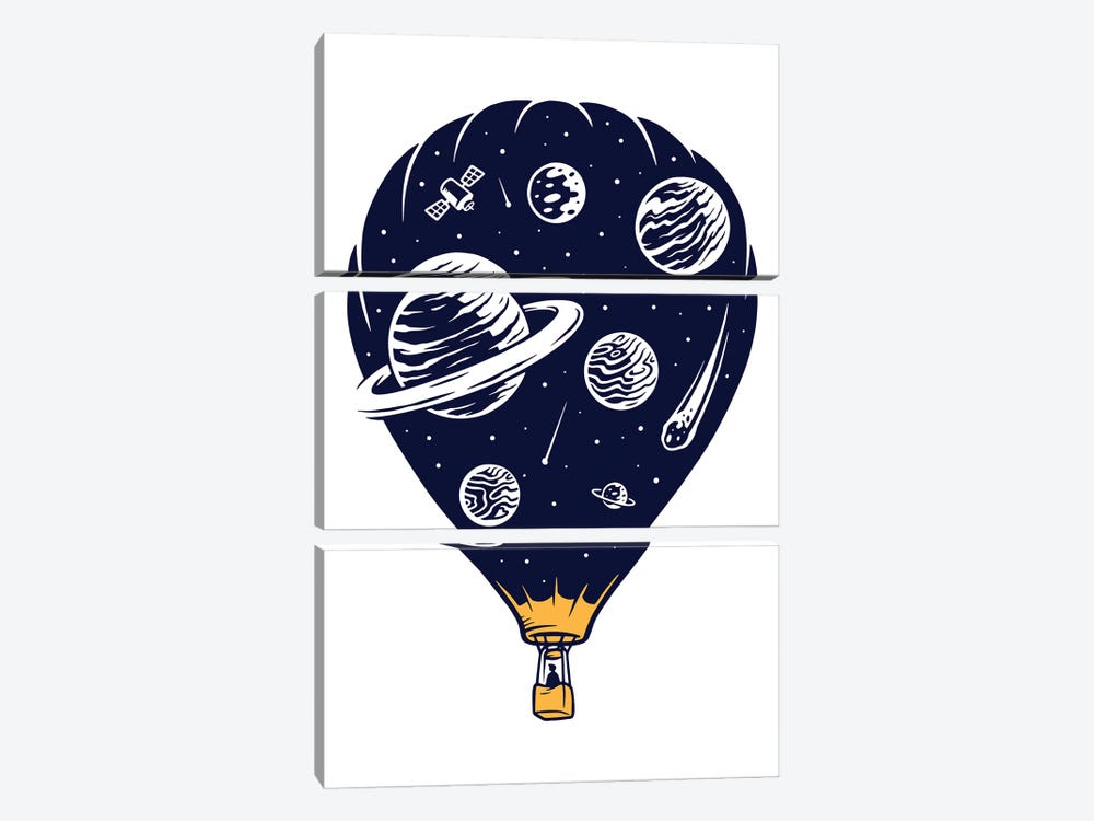 Hot Air Baloon Universe by Jay Stanley 3-piece Canvas Art Print