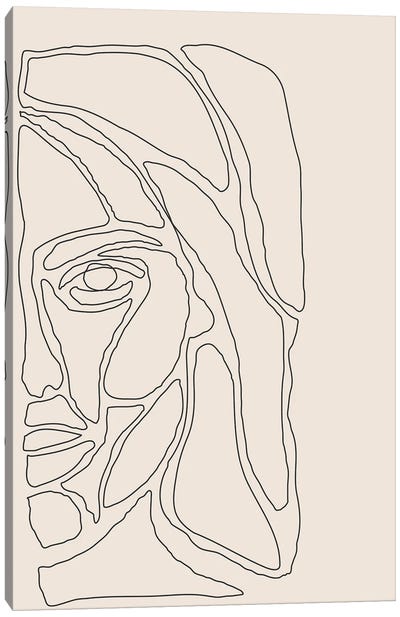 Abstract Face Lines II Canvas Art Print - Organic Modern