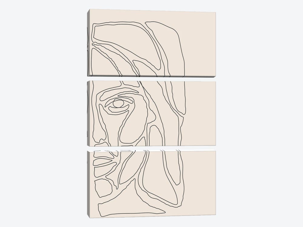 Abstract Face Lines II by Jay Stanley 3-piece Canvas Wall Art
