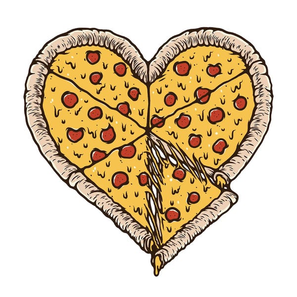 Hearts: I Love Pizza by jay stanley