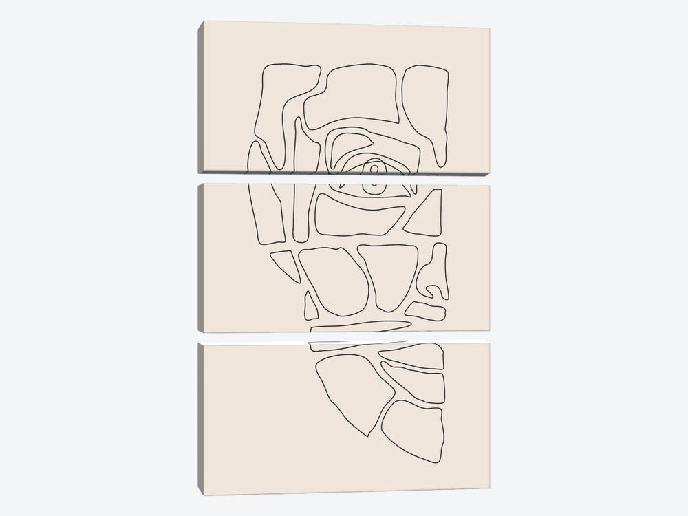 Abstract Face Lines III by Jay Stanley 3-piece Canvas Print