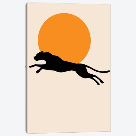 Leaping Leopard Sun Poster Canvas Print #STY288} by Jay Stanley Canvas Art Print