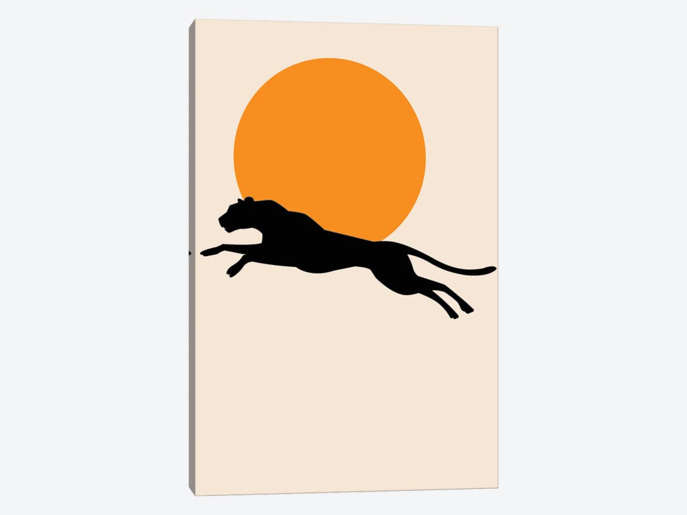 Leaping Leopard Sun Poster by Jay Stanley 1-piece Canvas Art Print