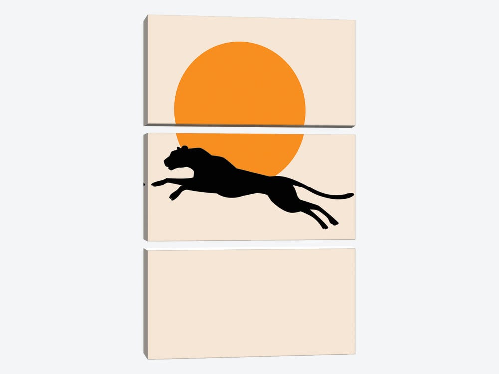 Leaping Leopard Sun Poster by Jay Stanley 3-piece Art Print