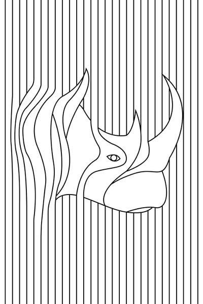 Rhinoceroses: Line Drawing Rhino by jay stanley