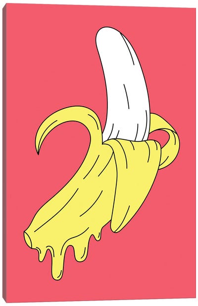 Melting Pink Banana Canvas Art Print - Banana Art