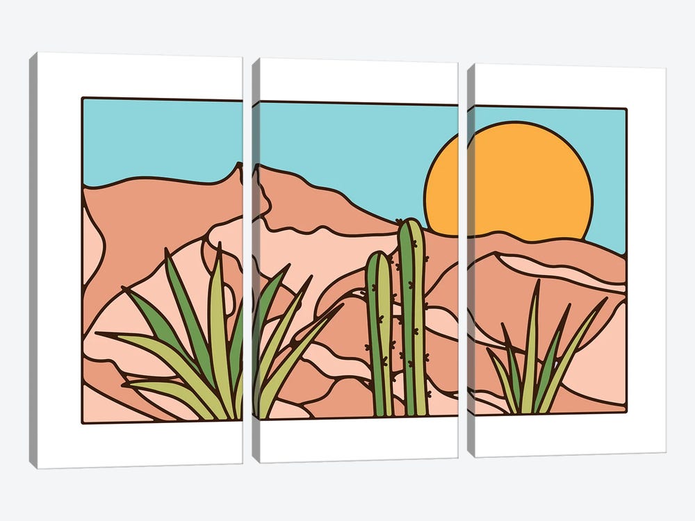 Minimal Desert Sunset Landscape by Jay Stanley 3-piece Canvas Wall Art