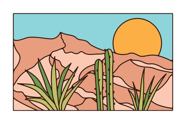 Cacti: Minimal Desert Sunset Landscape by jay stanley