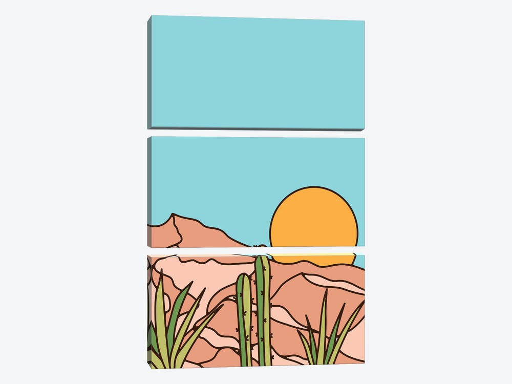 Minimal Desert sunset by Jay Stanley 3-piece Canvas Art Print