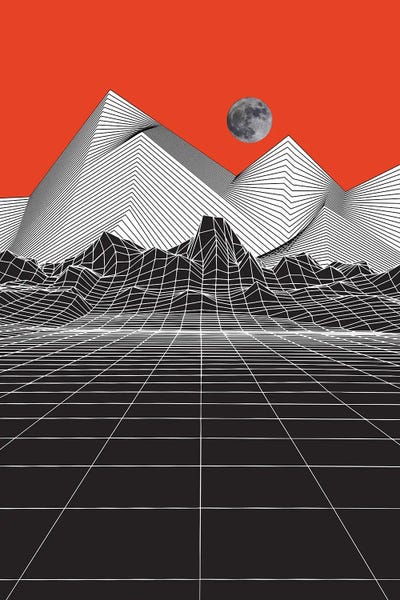 Moon Rise Red by jay stanley framed canvas print