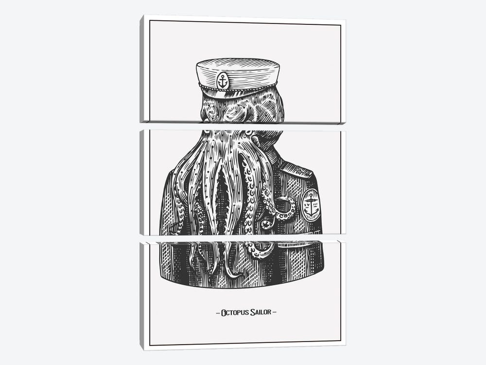 Octopus Sailor by Jay Stanley 3-piece Canvas Print