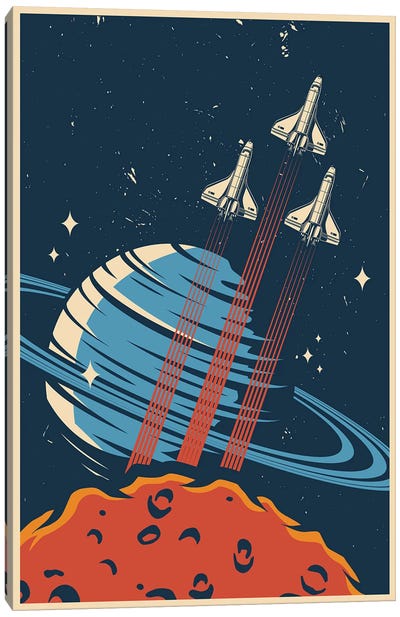 Outer Space Series I Canvas Art Print - Space Shuttle Art
