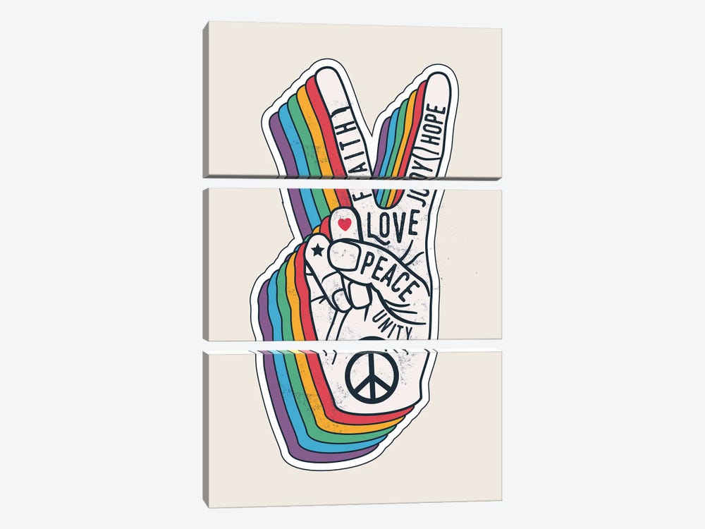 Peace And Love by Jay Stanley 3-piece Canvas Print