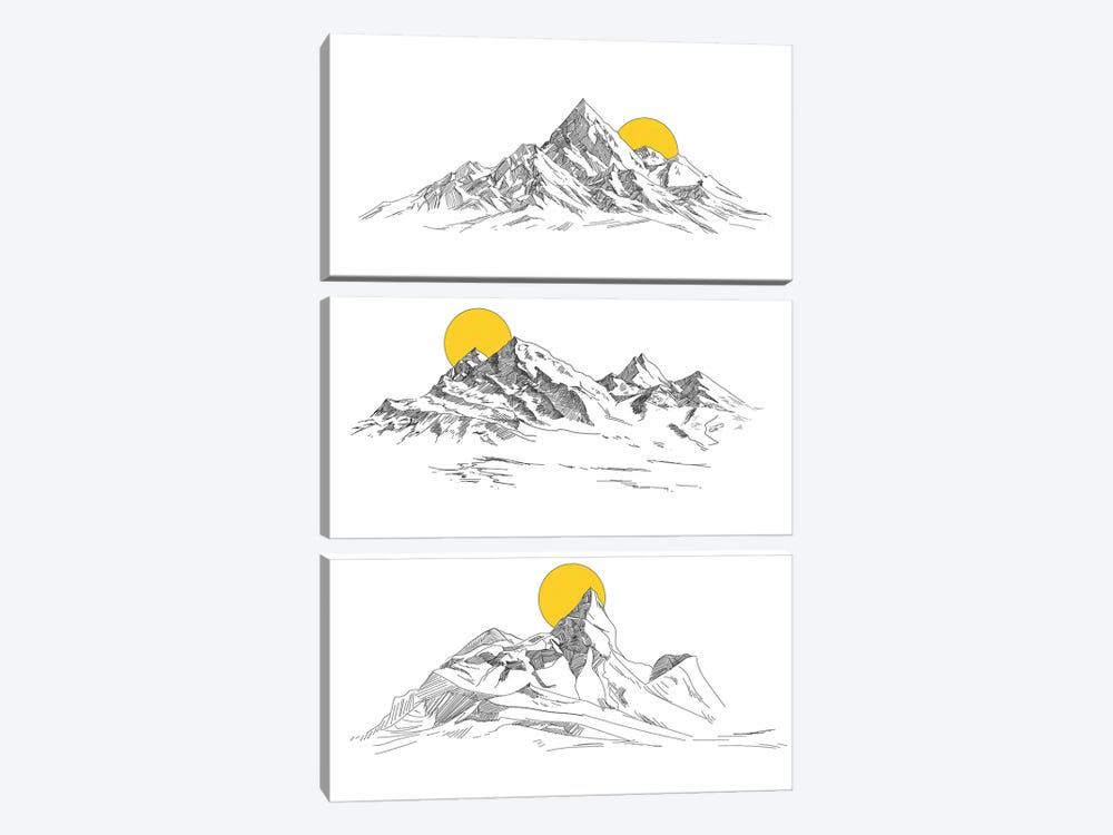 Sunny Mountains by Jay Stanley 3-piece Canvas Art Print