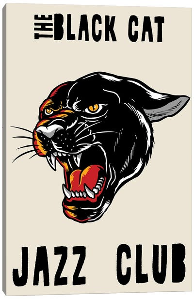 The Black CatJjazz Club Canvas Art Print - Panther Art
