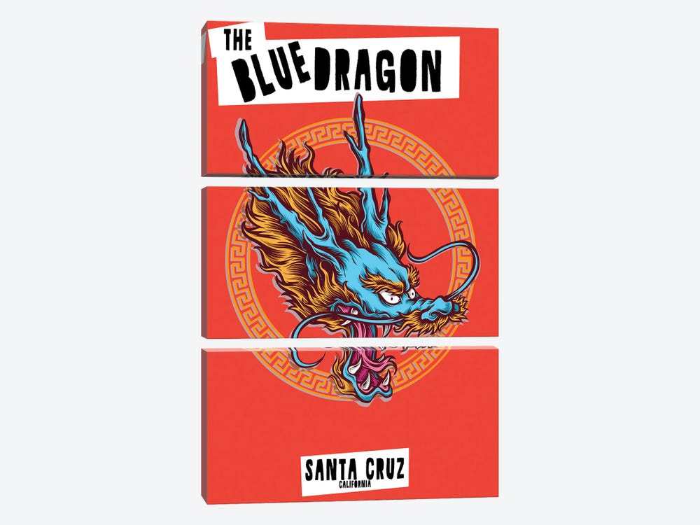 The Blue Dragon by Jay Stanley 3-piece Canvas Artwork