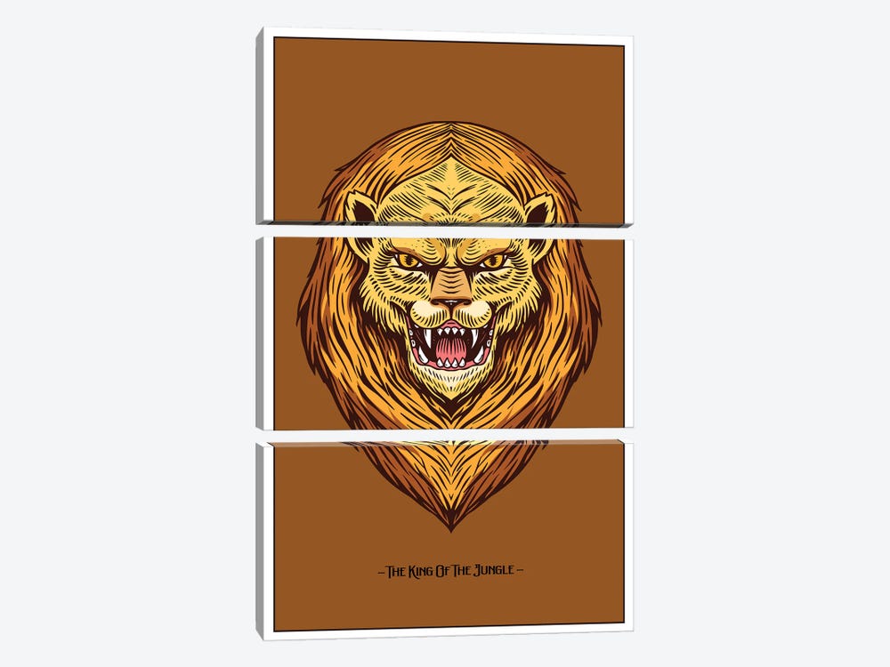 The King Of The Jungle by Jay Stanley 3-piece Canvas Art Print