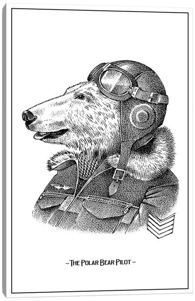 The Poler Bear Pilot Canvas Art Print - Polar Bear Art