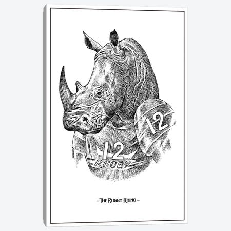 The Rugby Rhino Canvas Print #STY447} by Jay Stanley Canvas Artwork