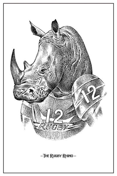 jay stanley: The Rugby Rhino by jay stanley
